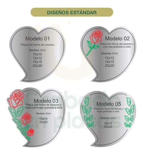 Imagen 4 de 5 de Placa Recordatoria Cementerio. Forma De Corazón 10x10cm