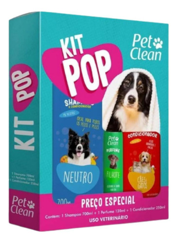 Kit Banho Pop Pet Clean Cachorro Cães Gatos