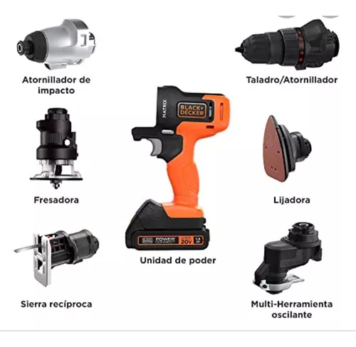 Taladro Inalámbrico 20V MAX* MATRIX™ con 6 Cabezales Intercambiables