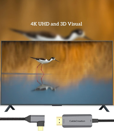 Cablecreation Cable Usb C A Hdmi En Ángulo Recto Adaptador T