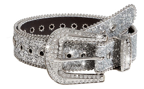 Cinturón De Diamantes De Imitación Con Ojal, Hebilla De