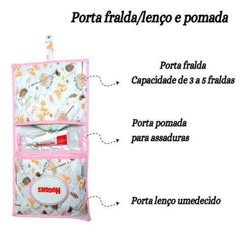 Kit Almofada Amamentação+ Porta Fralda Menino Menina 2 Peças Fox