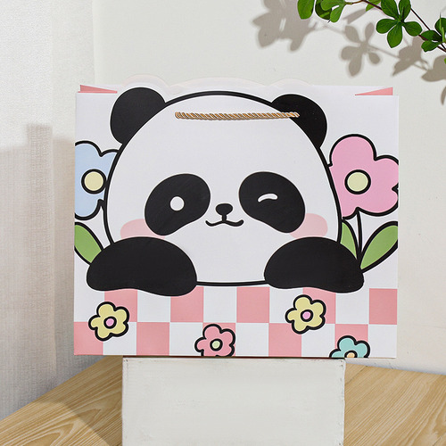 2 Bolsas Para Regalo Diseño Panda Con Asas Bolsas Cumpleaños
