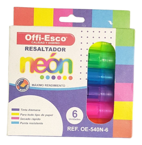 Resaltador Neón Offi Esco X 6 Und