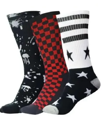 Kit 3 Meias Skate Bike Cano Alto Old School Van Academia Preto ...