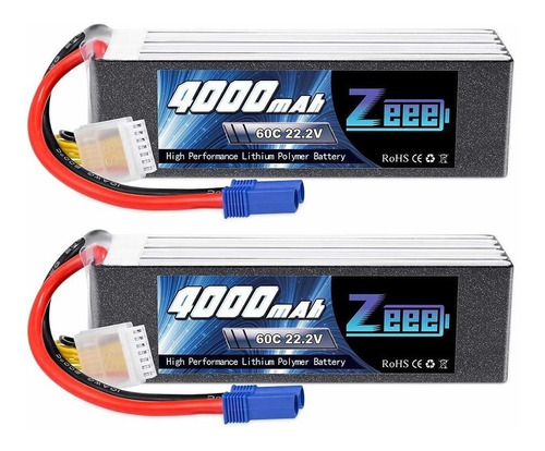 2 Baterias Lipo 22.2v 4000mah 60c 6s Ec5 Plug Zeee