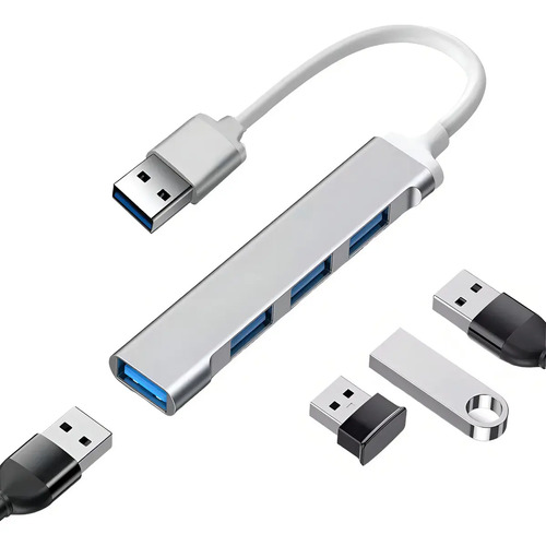 VAKRNY Hub USB 3.0 de 4 Puertos, Velocidad 5Gbps Ultra Rápido, Compacto y Delgado, Alimentación USB, Plug and Play para Mouse, Teclado, Disco Duro y Memorias, Compatible con Windows y Mac