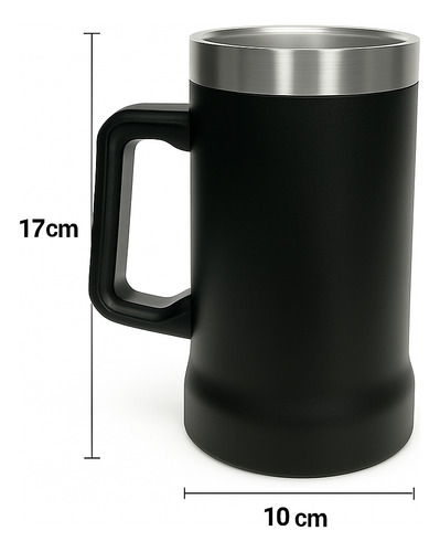 Vaso Termico Acero Inoxidable Chopp Cervecero 709ml Negro Pintas
