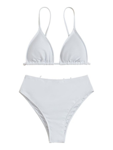 Traje De Baño  Sexy  Para Mujer Bikini Blanco Ajustable 