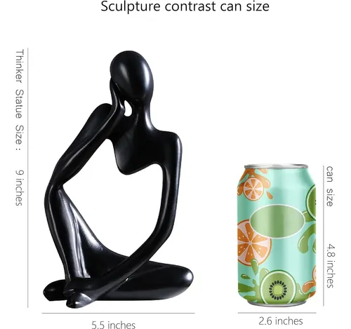 Eguoer Decoración Negro Pensador Estatua Arte Abstracto Escu