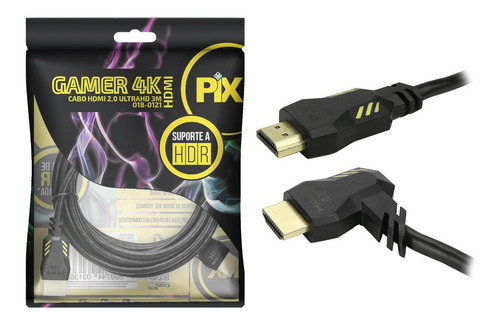 Cabo Hdmi 2.0 4k Gamer Plug 90 Graus 3 Metros 018-0121