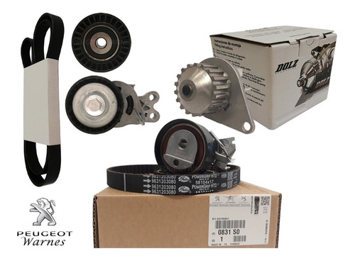 Distribucion + Kit Poly V + Bomba Dolz Peugeot 206 1.4 Nafta