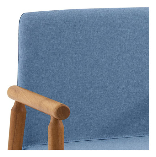 Kit 2 Cadeiras Decorativas Base Madeira F56 Linho Azul Jeans