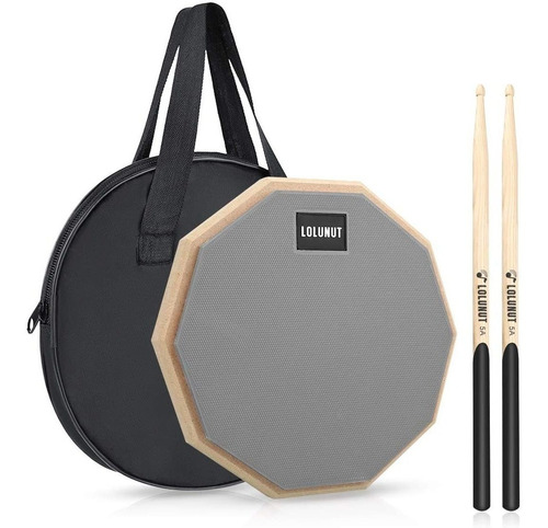 Pad Gris De Practica Bateria Lolunut 30cm + Funda Y Palillos