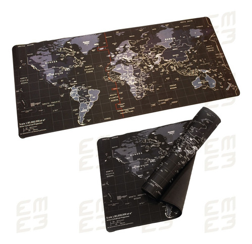 Imagen 6 de 6 de Mouse Pad Gamer Negro Mapa De Mundo 90cm X 40cm