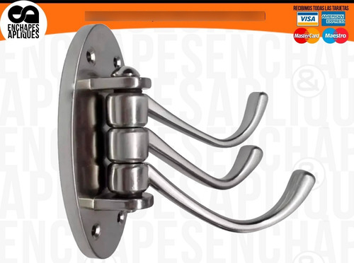 Imagen 3 de 6 de Perchero Ganchos Colgador Triple Abatible