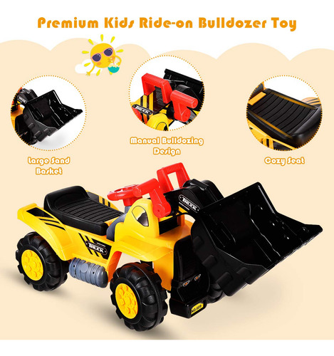 Chefjoy Ride On Bulldozer Truck For Kids Excavator Digger