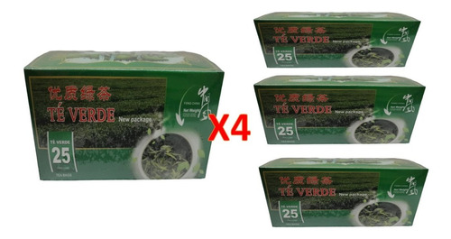 Pack De 4 Té Verde De 25 Bolsitas C/u (total 100 Unidad