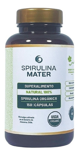 Frasco Spirulina Mater 150 Cápsulas 100% Chilena