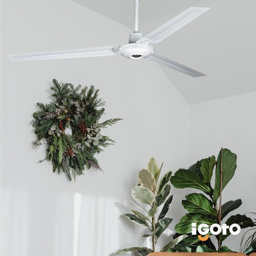 Ventilador De Techo Igoto V5601 Con 3 Palas De Metal Color B 1.422 M Blanco Blanco Metal 3