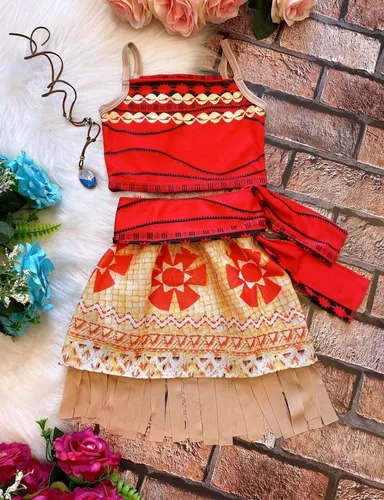 Roupa fantasia para crianças moana serve De 2 a 8 anos. em