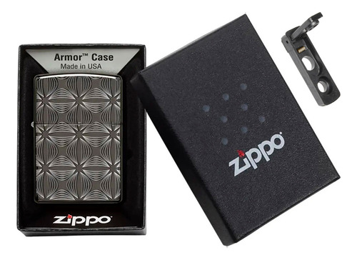 Zippo Armor Deep Carved Decorative Pattern Black Ice