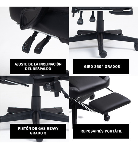 Silla Gamer Plus Ergonomica Masajeador Reposapies Nenotech Naranja Cuero Sintético