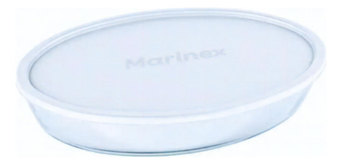 Molde para hornear de vidrio ovalado Marinex de 3.2 litros con tapa, color blanco