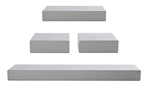 Estantería Flotante De Madera Color Gris, 4 Niveles