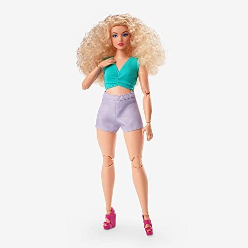 Muñeca Barbie Looks, Pelo Rubio Y Rizado, Traje Con Bloques