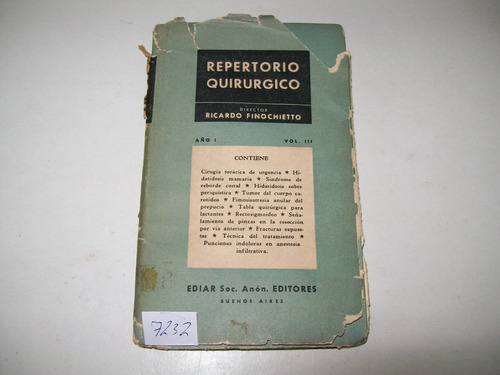 Repertorio Quirúrgico Nª 3 · Dr. Ricardo Finochietto