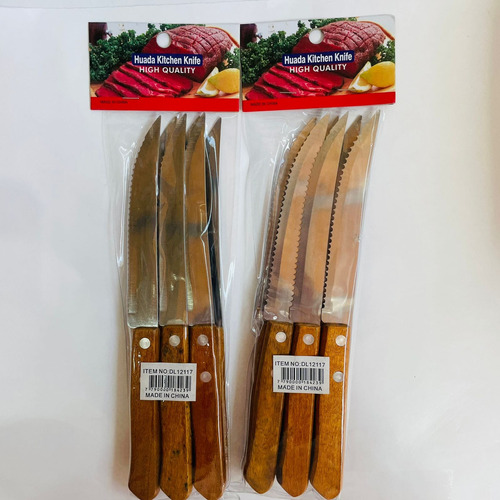 Cuchillo Mesa Asado Serrucho Madera  Pack X 6 Unid