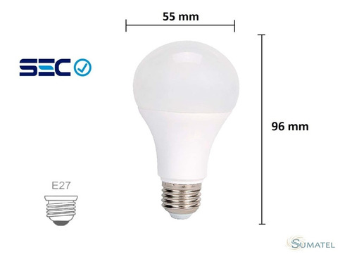 Imagen 2 de 5 de Pack 10 Ampolletas Led 5w E27 Sec - Sumatel