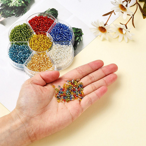 4550 Piezas 2 Mm 7 Colores Cuentas De Semillas De Vidrio