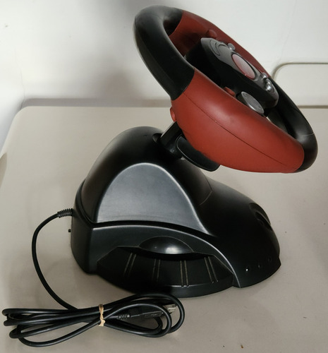 Volante Gamer Con Pedalera Steering Wheel Pc Negro Y Rojo (Usado)