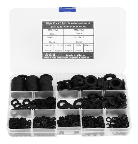 Kit Combinado De Arandelas M2-m12 9 Con Junta De Nailon Negr