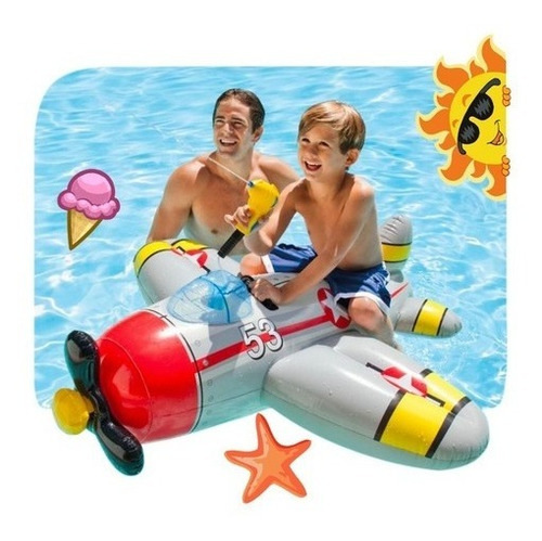 Avión Flotador Infable P/pile C/pistola Agua 132x130cm Intex