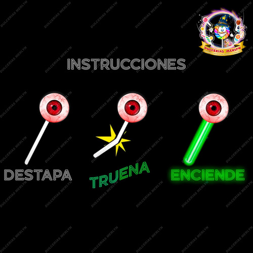 Paletas Luminosas Palito Neón Ojos Fiestas Sabor Delicioso