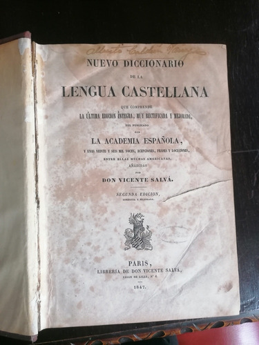 Nuevo Diccionario De La Lengua Castellana 1847 Vicente Salva