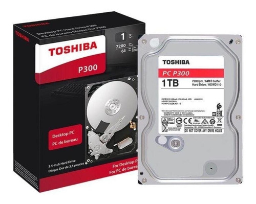 Hd Toshiba P300 1tb  7200rpm  Cache 64 Mb Sata 6 Gb/s P