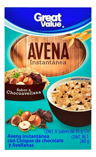 6 Pza Avena Instantánea Great Value Chocoavellana 8 Sobres D