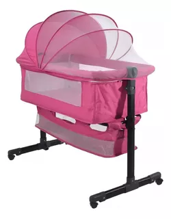 Cuna Corral Para Bebes Cama Colecho Con Mosquitero Ruedas Color Rosa Diseño de la tela Liso