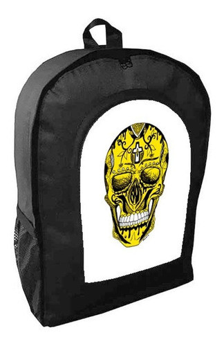 Mochila Negra Calavera Mexicana Adulto / Escolar B33