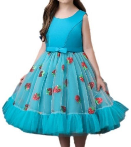 Vestido De Niños Lentejuelas Navidad Patrón De Fresa Malla