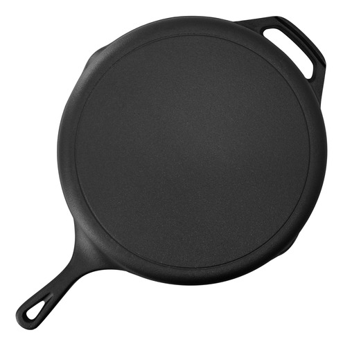 Sartén De Hierro Fundido Pre-sazonado 30 Cm Con Tapa Vidrio