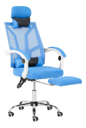 Silla Ejecutiva Reclinable Onof Respaldo Malla Ergonomica Color Azul