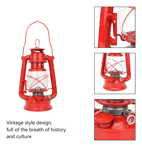 Farol Retro Rojo De Queroseno, Hierro, Estilo Vintage, Para