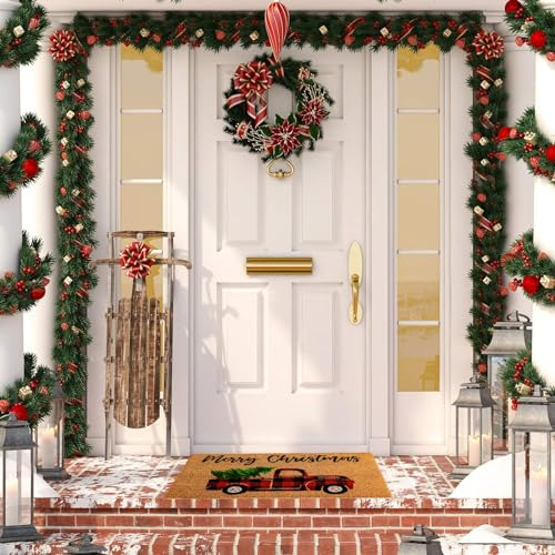 Tapete De Navidad Antideslizante De Fibra De Coco 42 X 74 Cm