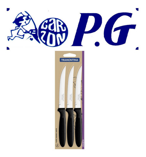 Cuchillos Asado 3pz. Ipanema Negro Tramontina 23360/305