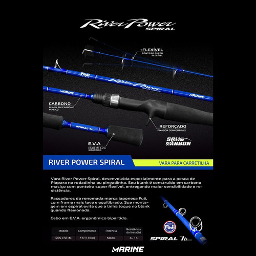 Imagem 7 de 8 de Vara De Carretilha River Power Spiral Pesca Piapara Marine